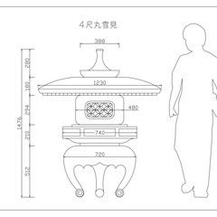 新品【石の杜】4尺丸雪見灯篭 中国産白御影石 25万円（税込・設置込/広島県内限 01の画像
