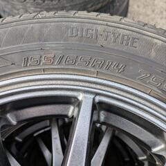155/65R14　軽自動車全般　アルミ夏タイヤセット　ダンロップ　セリアル0220　8分山　軽自動車ならほとんど合うと思います。の画像