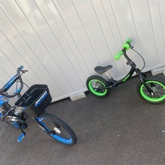 子供用  自転車 18インチ 練習用キックバイク付きの画像