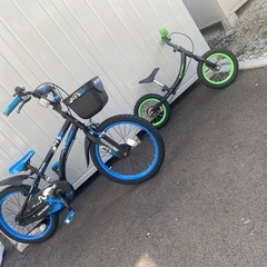 子供用  自転車 18インチ 練習用キックバイク付き