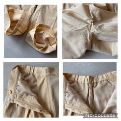 ツータックワイドパンツ S ライトイエロー スラックス レディース ストレッチ有の画像