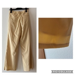 ツータックワイドパンツ S ライトイエロー スラックス レディース ストレッチ有の画像