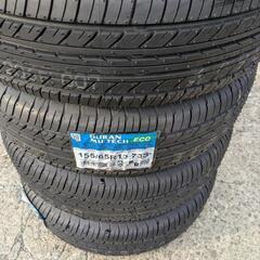 未使用タイヤ　アルミ夏タイヤセット　ヨコハマ×出光　155/65R13　10分山のイボあり、シールありです！　の画像