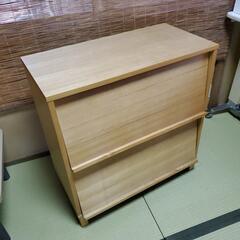 スライド扉付き収納チェスト 2段 収納棚