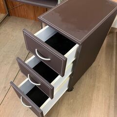 伊勢崎【現状品】gi4-13 ブランド不明 ワークデスク＆サイドチェストセット ダークブラウン アースカラーの画像