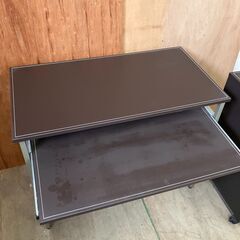 伊勢崎【現状品】gi4-13 ブランド不明 ワークデスク＆サイドチェストセット ダークブラウン アースカラーの画像