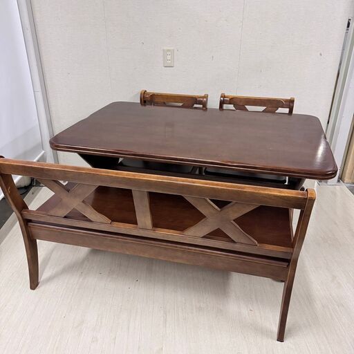 23157 4人掛けダイニングテーブルセット椅子2脚 ベンチ一基 ◇大阪市内