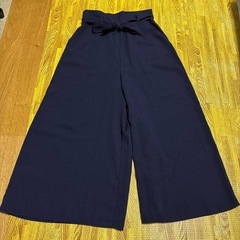 春夏素材　共布リボンパンツ　ネイビー　M