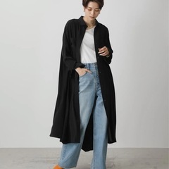 アズール M アシンメトリー ロングシャツ 黒 シャツワンピース...