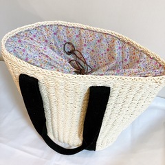 【美品】カゴバッグ かごバッグ 花柄 可愛い おしゃれの画像