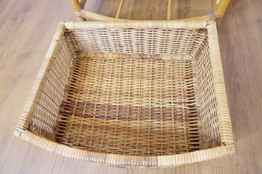 ラタン ハンガーラック アウトレット 花柄バスケット付き