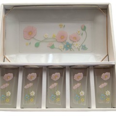 レトロ　ガラスコップとお皿セット