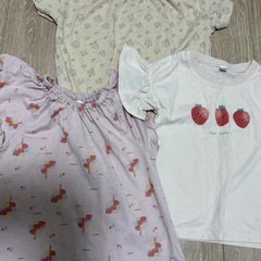 Tシャツ 3枚セット　花柄　いちご　風船　袖フリルの画像