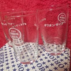 オリオンビール　グラス　希少(白ロゴ、サイダー)　オリオンサイダー　ロゴ　🍺　ORION　🍺　昭和レトロ　当時物　入手困難の画像