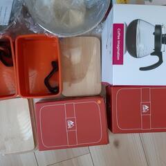 ほぼ新品！キャンプ用グッズ、折り畳み椅子、ハリオのコーヒーポットなどの画像