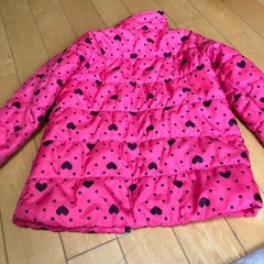 ダウン　キッズ　ピンク　ハート　120サイズの画像