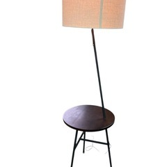 モダン フロアスタンド 照明 サイドテーブルフロアランプ リネンシェード付きの画像