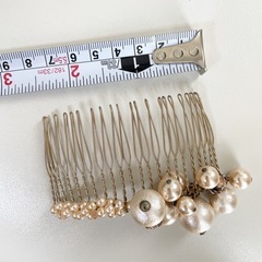 ピンクコットンパール ビーズ ヘアコーム 約8cmの画像