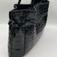 クロコダイル ブラック トートバッグの画像