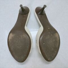 ルイヴィトン LOUIS VUITTON ミュール サンダル ピンヒール レザー ゴールド金具 37 23.5cm アイボリー 　250411-1Tの画像