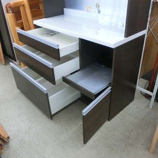 レンジボード 大型 パモウナ ブラウン 木目調 幅120cm キッチンボード 大容量 札幌 西野店