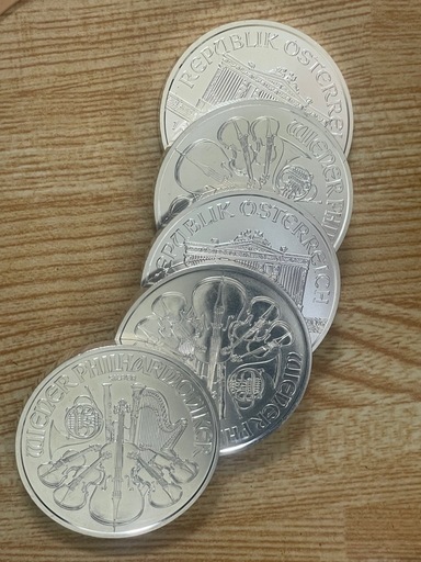 貴金属　銀インゴット　銀貨　5枚