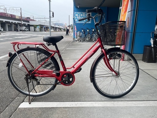 【完売御礼】【大人用】整備済 サギサカ シャルロット 26型 丸石 自動点灯外装6段ギア 中古自転車 婦人車 赤色 <自転車のオオムラ 静岡店> 完売御礼】【大人用】整備済 サギサカ シャルロット 26型 丸石 自動