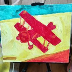 飛行機の絵画。の画像