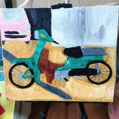 50ccバイクの絵画。の画像