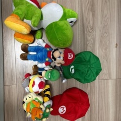 マリオ、ルイージ、よっしー、ピノキオ ぬいぐるみ詰め合わせの画像