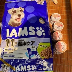 ドッグフード　IAMSと馬肉、牛肉ミンチ