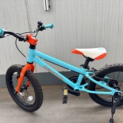 よつばサイクル　16インチ　水色✖️オレンジ　補助輪パーツ付き
