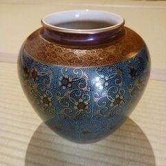 九谷焼　花瓶　壺　青粒