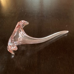 【新品未使用】朝顔型　ガラスの一輪挿し　ピンク　箱付きの画像