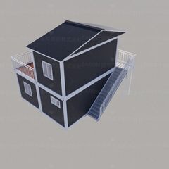 2階建てガラス扉付きプレハブモジュールハウス｜バス・トイレ・バルコニー完備、移動式店舗・事務所・別荘にも最適！プレハブハウスの画像
