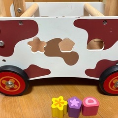 木製　手押し車 積み木の画像