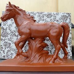【恵庭】☆中古品☆常滑焼 馬 置物 干支置物 縁起物 西峰作 幅...