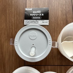 リッチェル　コップでマグ　ストロー、ディズニー裏漉し器、DAISOおかゆカップの画像
