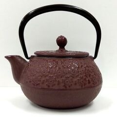 保管・未使用品 南部鉄器 岩鋳 急須 ホーロー加工 桜 ブラウン 昭和レトロ 茶器 茶道具 鉄瓶 ケトル 札幌市 中央区 南12条の画像