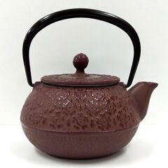 保管・未使用品 南部鉄器 岩鋳 急須 ホーロー加工 桜 ブラウン 昭和レトロ 茶器 茶道具 鉄瓶 ケトル 札幌市 中央区 南12条の画像