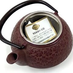 保管・未使用品 南部鉄器 岩鋳 急須 ホーロー加工 桜 ブラウン 昭和レトロ 茶器 茶道具 鉄瓶 ケトル 札幌市 中央区 南12条の画像
