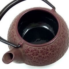保管・未使用品 南部鉄器 岩鋳 急須 ホーロー加工 桜 ブラウン 昭和レトロ 茶器 茶道具 鉄瓶 ケトル 札幌市 中央区 南12条の画像