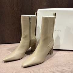 【試着のみ美品】EVOL サイドゴアブーツ グレーベージュ 23.5cm 靴の画像