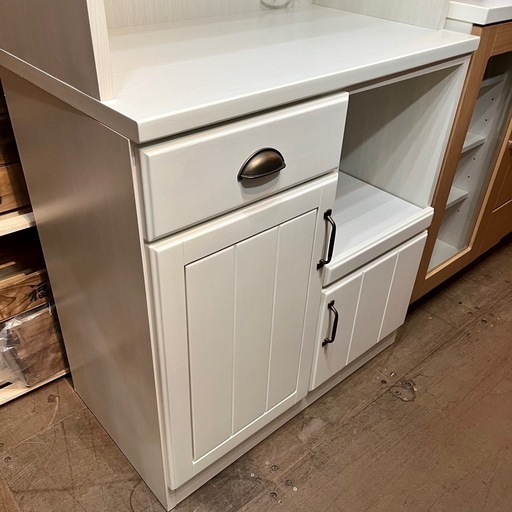 《売約済》【武蔵小山店】 食器棚 フレンチカントリー 風 カップボード キッチン 収納 ニトリ ミランダ 80 キッチンボード ホワイ