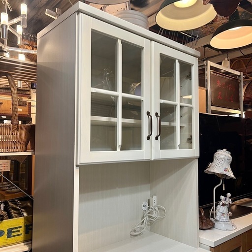 《売約済》【武蔵小山店】 食器棚 フレンチカントリー 風 カップボード キッチン 収納 ニトリ ミランダ 80 キッチンボード ホワイ