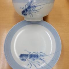 鶴太郎  茶碗、小皿
