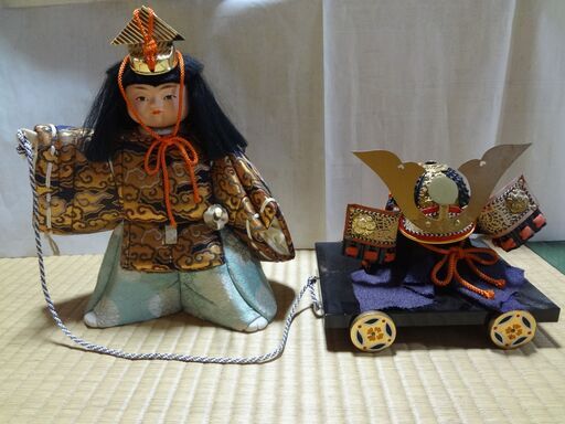 高級五月人形　木目込人形　兜車付き　こどもの日　五月人形