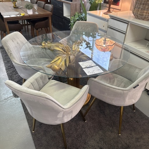 ダイニングテーブルセット　ガラス天板