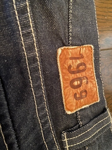 希少未使用近.廃盤OLDGAP1969vintageデニムべイカーパンツ濃紺デニムインディゴフラップポケットストレート革パッチワークペインターカーゴ