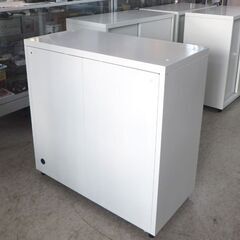 スチール書庫①幅80×高80cm 引戸 鍵付き 収納庫 キャビネット 事務用 オフィス家具 引違い☆ 札幌市 北区 屯田 の画像